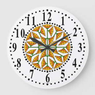 Relógio Grande Amarelo-alaranjado/Floral amarelo-limão 262 Relógi