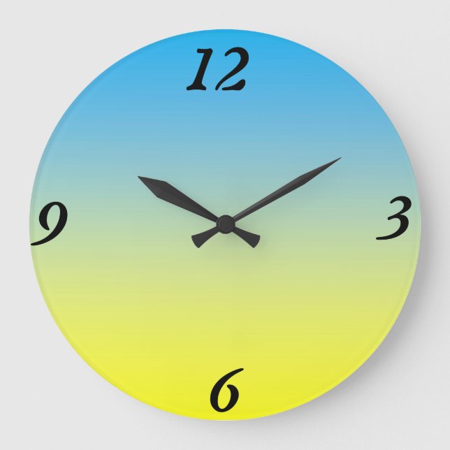 Relógio Grande Amarelo e Azul Dois Tom (Frente)