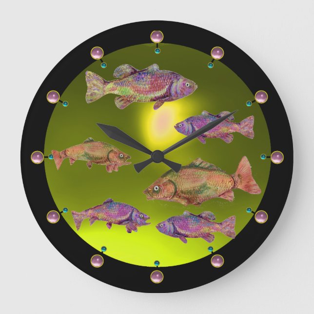 Relógio Grande Amarelo SUBAQUÁTICO/COLORIDO das TRUTAS de (Frente)