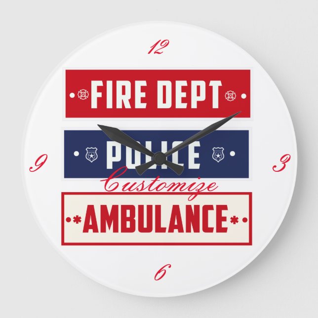 Relógio Grande Ambulância da Polícia de Fogo Thunder_Cove (Frente)