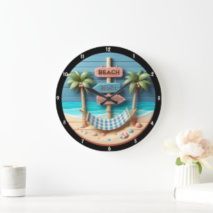 Relógio Grande Ameaça de Relaxamento de Hammock Palm Trees