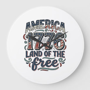 Relógio Grande América Vintage 1776 Terra da Liberdade Design de