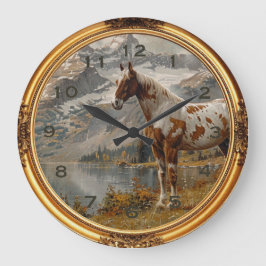 Relógio Grande Americano Mustang Wild Horse Western Wall Clock