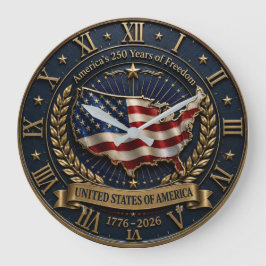 Relógio Grande America's 250 Years of Freedom United States Map