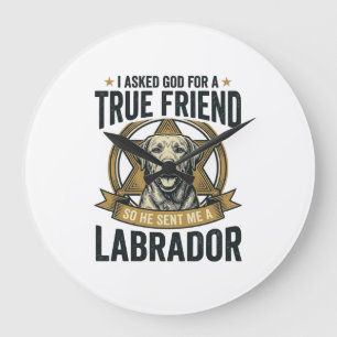 Relógio Grande Amigo Verdadeiro Labrador Design Vintage Amante de
