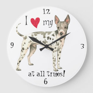 Relógio Grande Amo o meu Terrier americano sem cabelos