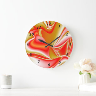 Relógio Grande Amor e Abstrato 3D Rainbowart Dourado