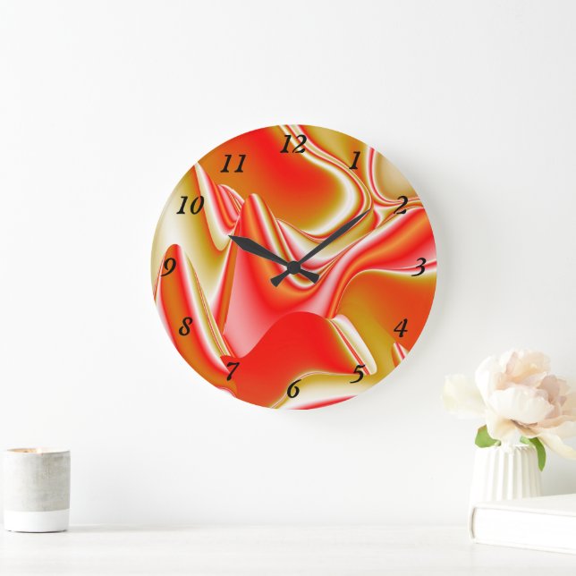 Relógio Grande Amor e Abstrato 3D Rainbowart Dourado (Lar)