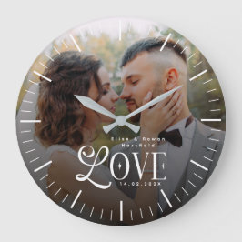Relógio Grande Amor Moderno Foto Personalizada de Casamento para 