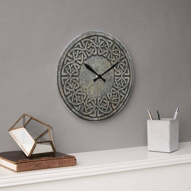 Relógio Grande Ancient Infinite Weave Celtic Stone Wall Clock (Escritório)