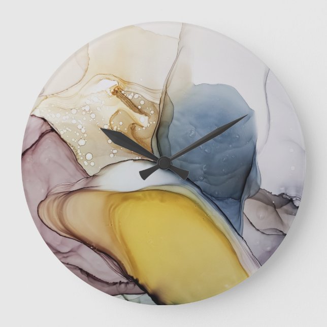 Relógio Grande Anéis de álcool, tom amarelo, abstrato. (Frente)