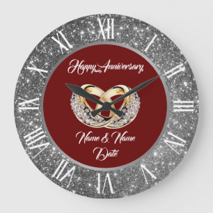 Relógio Grande Anéis de Noiva Personalizados com Diamantes Aniver