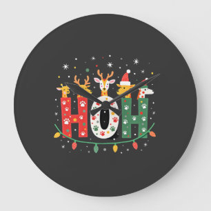 Relógio Grande Animação de Girafa Ho Ho Ho com Chapéu de Natal Co