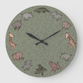 Relógio Grande Animais da Savana (elefante, girafa, crocodilo & r
