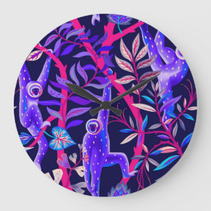 Relógio Grande Animais tropicais: padrão dos macacos azuis.