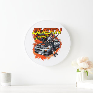 Relógio Grande Anime Drift Mechanic Carro - Garage Queen Art