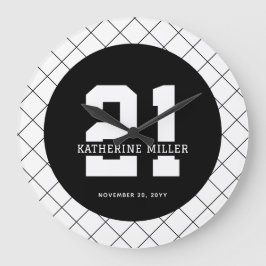 Relógio Grande Aniversário de 21 anos personalizado moderno e ele