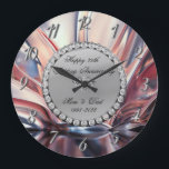 Relógio Grande Aniversário de 25 anos de casamento em ombre de di<br><div class="desc">Relógio elegante de aniversário de casamento com diamantes prateados.</div>