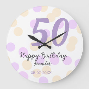 Relógio Grande aniversário de 50 anos adicionar nome data roxo la