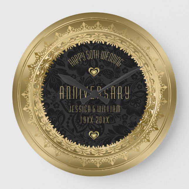 Relógio Grande Aniversário de Casamento com 25 de Frame Dourado A (Frente)