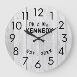 Relógio Grande Aniversário de Casamento da Madeira Branca Rusta 