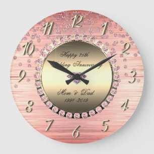 Relógio Grande Aniversário de Casamento de 25 de Ouros Festivos E