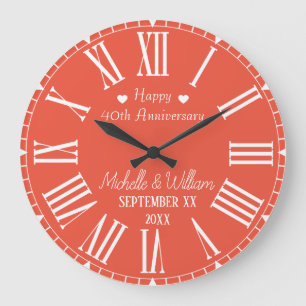 Relógio Grande Aniversário de Casamento de 40 Anos Personalizado