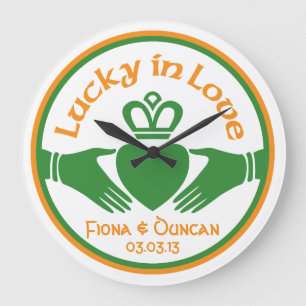 Relógio Grande Aniversário de Casamento de Claddagh Irlandês por
