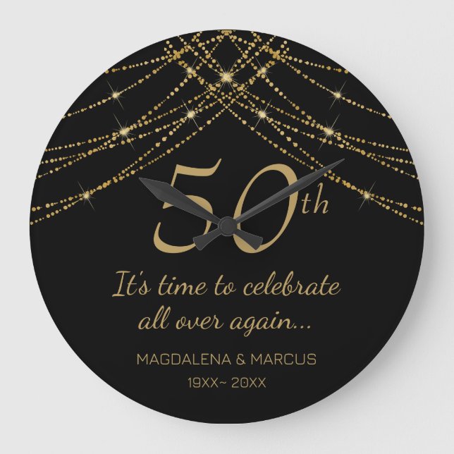 Relógio Grande Aniversário de Casamento de Cordão de Ouro (Frente)