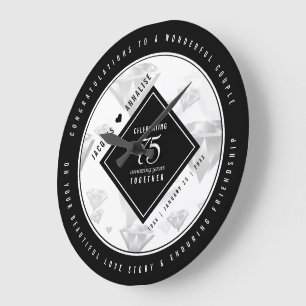 Relógio Grande Aniversário de Casamento de Diamante Elegante 75