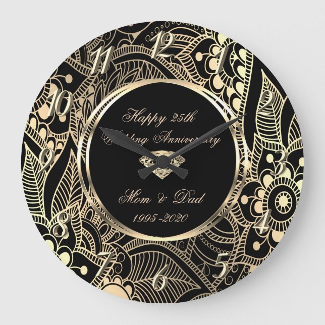 Relógio Grande Aniversário de Casamento de Mandala 25 (Frente)