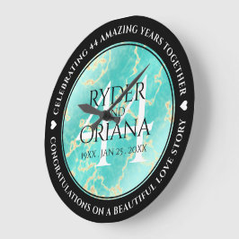 Relógio Grande Aniversário de Casamento de Turquesa de 44 anos El