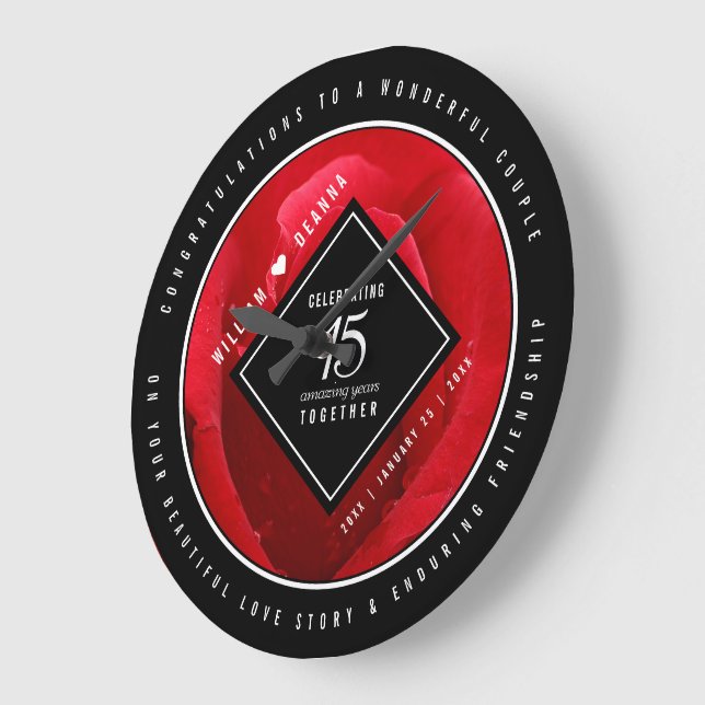 Relógio Grande Aniversário de Casamento do 15 Rosa (Ângulo)