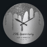 Relógio Grande Aniversário de Casamento do 25 de Drivers de Texto<br><div class="desc">Texto Personalizado Dobra de Prata 25 de Casamento de Muro de Aniversário</div>