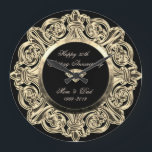 Relógio Grande Aniversário de Casamento do 25 de Ornamento Dourad<br><div class="desc">Véspera de aniversário de casamento do ornamento de ouro elegante.</div>