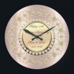 Relógio Grande Aniversário de Casamento do 25 de Rosa de Diamante<br><div class="desc">Diamantes de ouro elegantes sobre fundo de ouro rosa.</div>