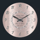 Relógio Grande Aniversário de Casamento do 25 de Silver Swirls Di<br><div class="desc">Relógio de aniversário de casamento de diamantes de prata elegantes.</div>
