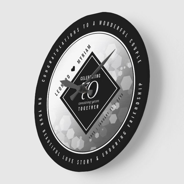 Relógio Grande Aniversário de Casamento do 70 Platinum (Ângulo)