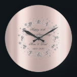 Relógio Grande Aniversário de Casamento Dourado do Rosa Confetti<br><div class="desc">Diamantes de prata elegantes em fundo de ouro rosa.</div>