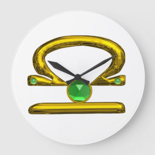 Relógio Grande ANIVERSÁRIO DE LIBRA ZODIAC JEWEL Emerald, Dourad