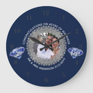 Relógio Grande Aniversário do 45º Casamento - ADD PHOTO Sapphire