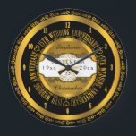 Relógio Grande Aniversário do Casamento de 15 Elegante Negro e Do<br><div class="desc">Uma vida de compromisso merece a qualidade de um presente personalizado. Deixe o casal importante saber o quanto eles o inspiram com nosso tom original de preto e ouro do 15º aniversário da design. Personalizar com nomes, bem como data de casamento e data de aniversário. Design original criado por Designs...</div>