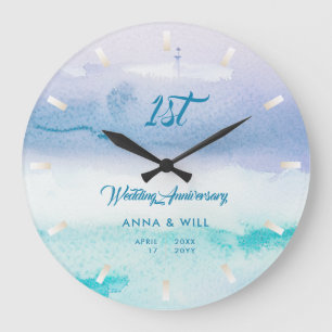 Relógio Grande Aniversário do Casamento Moderno da Watercolor Oce