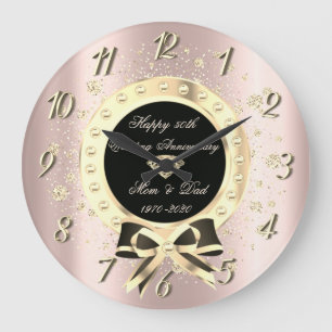 Relógio Grande Aniversário Dourado do Arco Confetti Rosa de Diama