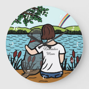 Relógio Grande Anjo preto e mamã de Labrador