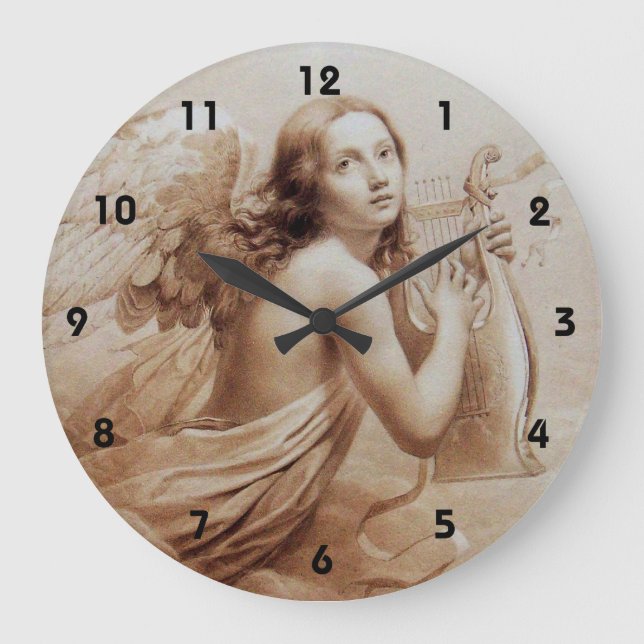 RELÓGIO GRANDE ANJO QUE JOGA LYRA SOBRE AS NUVENS (Frente)