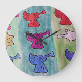 Relógio Grande Anjos de Natal com trompetes