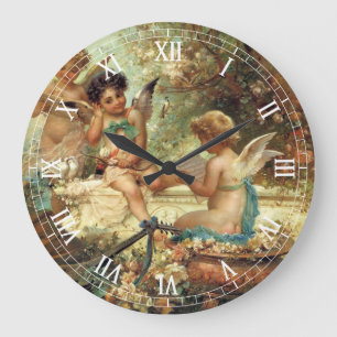 Relógio Grande Anjos Músicos de Hans Zatzka, Arte Fino Vitoriano