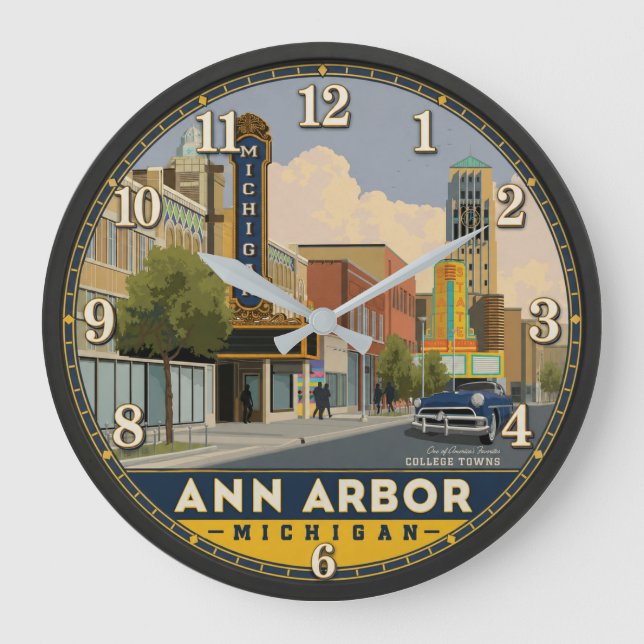 Relógio Grande Ann Arbor Michigan Downtown Cityscape (Frente)