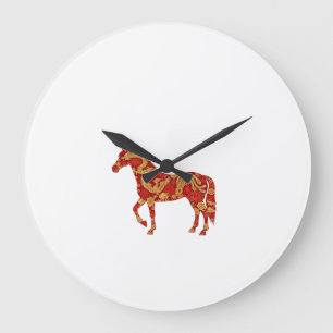 Relógio Grande Ano Novo Chinês Cavalo com Dragão Fênix 